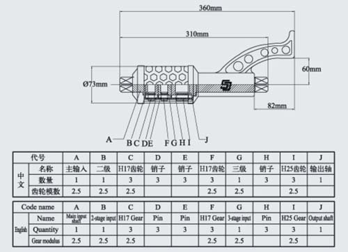 Torque Multiplier Truck Wrench Skeleton Drawing  