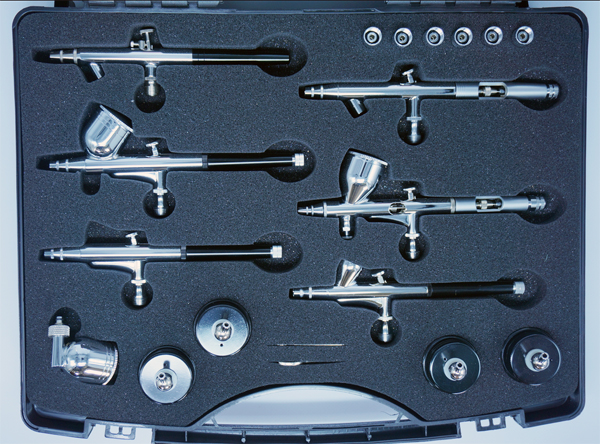 Professional Airbrush Set with 6 Airbrushes MOQ:1set 