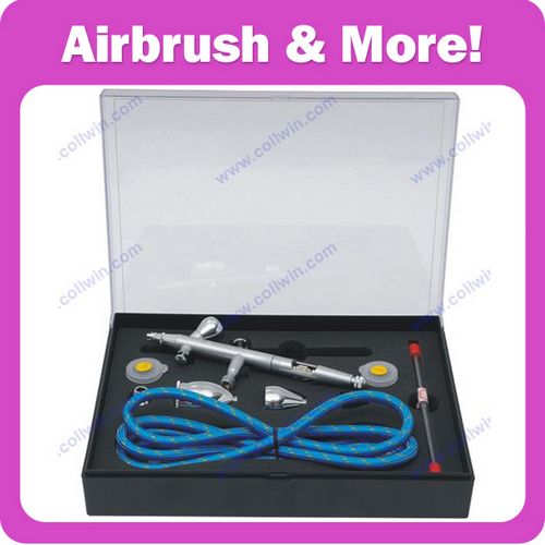 Double Action Airbrush kit With 3 Cups, Replacement Nozzle, Needle & Air Hose