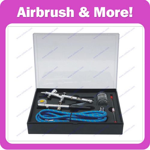 Airbrush Kit with 2pcs Airbrushes:1pc Gravity+1pc Siphon Feed